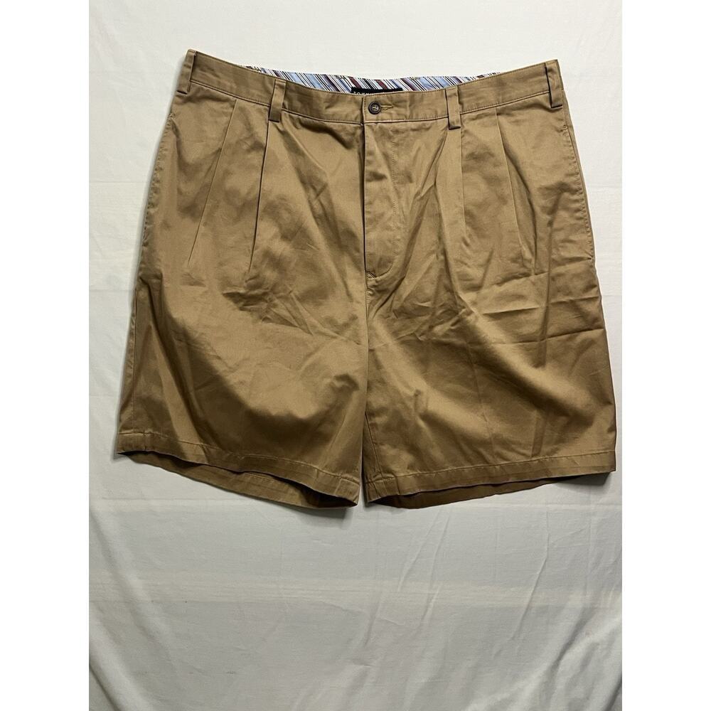 Tommy Hilfiger Mens Khaki Pleated Chino Shorts Size 38 Beige Classic Golf